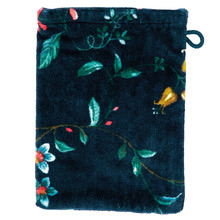 Dark Blue Les Fleurs Cotton Wash Mitt