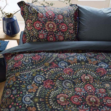 Dark Blue Ricamo Cotton Quilt Cover Set