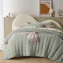 Sage Hugo Quilted Cotton Gauze Comforter Set