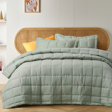 Sage French Linen Coverlet Set