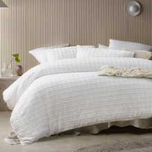 White Parquet Cotton-Blend Quilt Cover Set