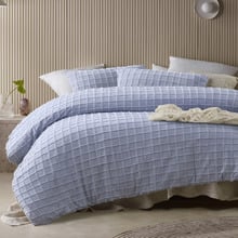 Snooze Blue Parquet Cotton-Blend Quilt Cover Set
