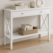 White Long Island 2 Drawer Console Table