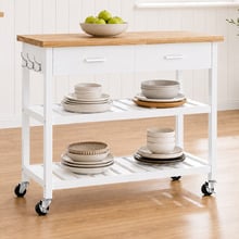 Kitchen Island Cart with Open Shelves