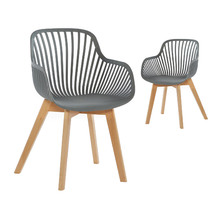Lilly Beech Wood Bucket Dining Chairs (Set of 2)