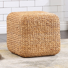 Harper Cube Water Hyacinth Pouffe