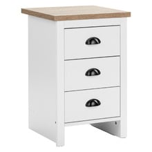 White & Natural East Hastings 3 Drawer Bedside Table