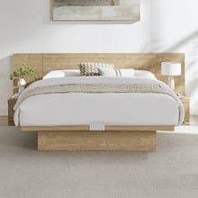 Altherin Gas Lift Queen Bed Frame with Bedside Tables