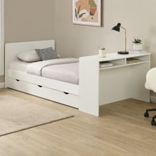 Alena Single Bed Frame with Built-In Bed End Desk and Drawers