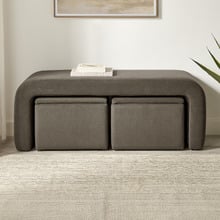 3 Piece Avalon Velvet Bench & Storage Ottoman Set