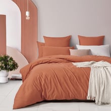 Brick Ava Vintage Washed Cotton Quilt Cover Set