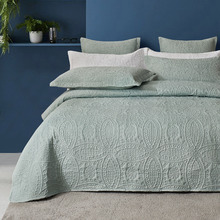 Sage Quilted Violette Casa Microfibre Coverlet Set