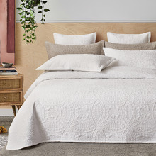 White Quilted Violette Casa Microfibre Coverlet Set