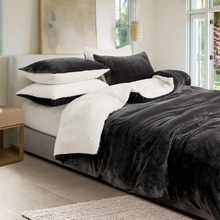 Charcoal Dania Teddy Sherpa Quilt Cover Set