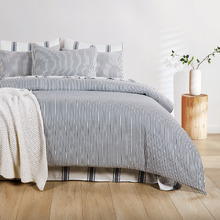 Blue Eliora Yarn-Dyed Washed Microfibre Quilt Cover Set