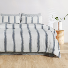 Blue Soren Yarn-Dyed Washed Microfibre Quilt Cover Set