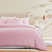 Pink Stripe Lior Washed Microfibre Quilt Cover Set