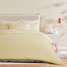 Yellow Lior Stripe Yarn-Dyed Washed Microfibre Quilt Cover Set
