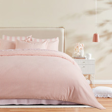 Light Pink Stripe Lior Yarn-Dyed Washed Microfibre Quilt Cover Set