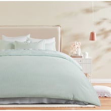 Sage Stripe Lior Washed Microfibre Quilt Cover Set