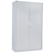 90cm White Remo Tambour Door Cupboard with Shelves