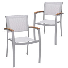 Silver Maui Aluminium Outdoor Sling Dining Chairs (Set of 2)