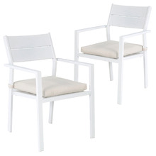 White Kos Aluminium Outdoor Slatted Dining Chairs (Set of 2)
