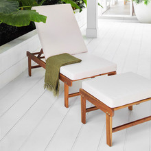 2 Piece St. Barths Acacia Sun Lounge Chair & Ottoman Set