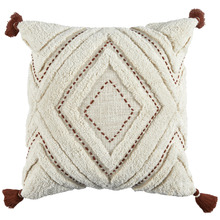 Rust Tufted Elkie Cotton Cushion with Tassels