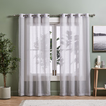 Silver Grey Valerian Eyelet Sheer Curtains (Set of 2)