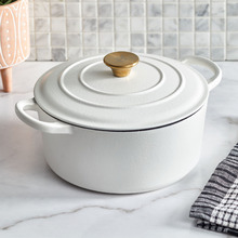 White 4.3L Round Cast Iron Dutch Oven