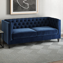 Navy Thiago 3 Seater Velvet Sofa