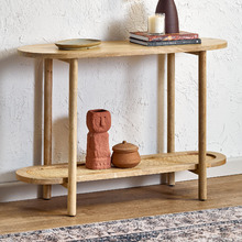 Natural Anya Mango Wood & Rattan Console Table