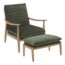 Olive Green Aldric Velvet Armchair & Ottoman Set