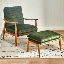Olive Green Aldric Velvet Armchair & Ottoman Set
