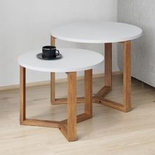 2 Piece Olwen Oak Wood Nesting Side Table Set