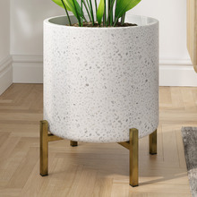 White Terrazzo Planter on Stand