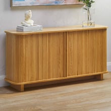 150cm Vincent Premium Tambour Oak Wood Sideboard Buffet