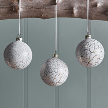 Set of 6 Champagne Crackle Glass Baubles