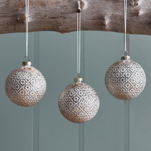 Set of 6 Floral Glass Baubles