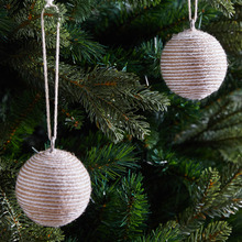 Set of 4 Striped Jute Baubles