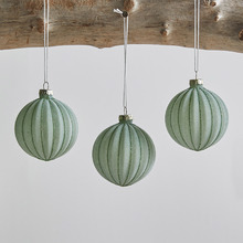 Set of 6 Ribbed Glass Baubles