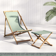 Belize Wooden Outdoor Deck Chair & Footstool Set
