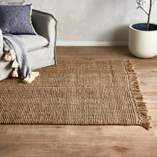 Natural Montie Fringe Hand-Woven Jute Rug