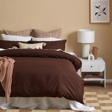 Chocolate Amara Washed Cotton Quilt Cover Set