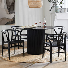4 Seater Black Anika Dining Table & Hans Wegner Replica Chair Set