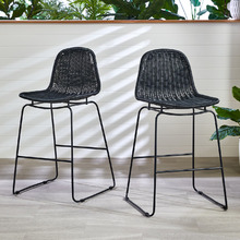 69cm Black Riviera PE Rattan Outdoor Barstools (Set of 2)