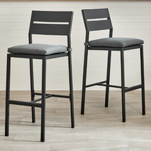 73cm Charcoal Kos Aluminium Outdoor Slatted Barstools (Set of 2)