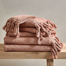 6 Piece Clay Hand-Knotted Cotton Towel Set
