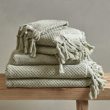 6 Piece Sage Hand-Knotted Cotton Towel Set